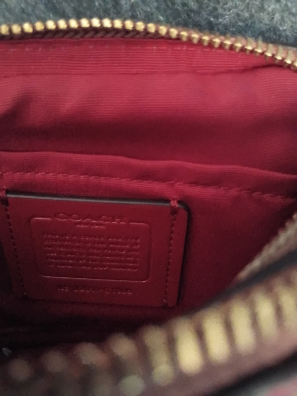 Coach Red Leather Interior Zip Pouch